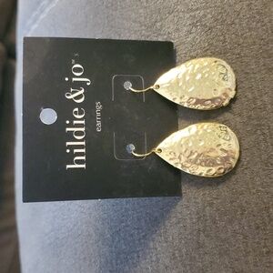 Hildie & Jo Gold Hammered Teardrop Dangles NWT